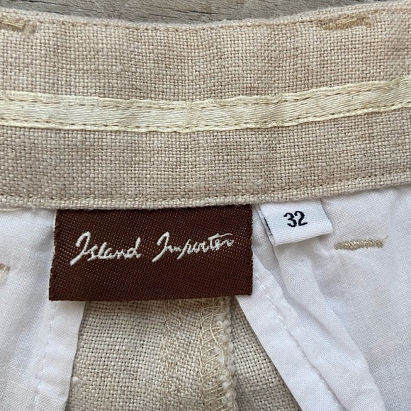 Island Importer Women’s Linen Pants Crop Wide Leg Size 32 Color Cream Pockets - Picture 8 of 9